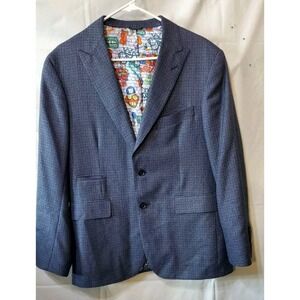 Cicchini Men's Custom Clothier Sports Jacket Blazer  Sz 44  Blue Plaid Modern